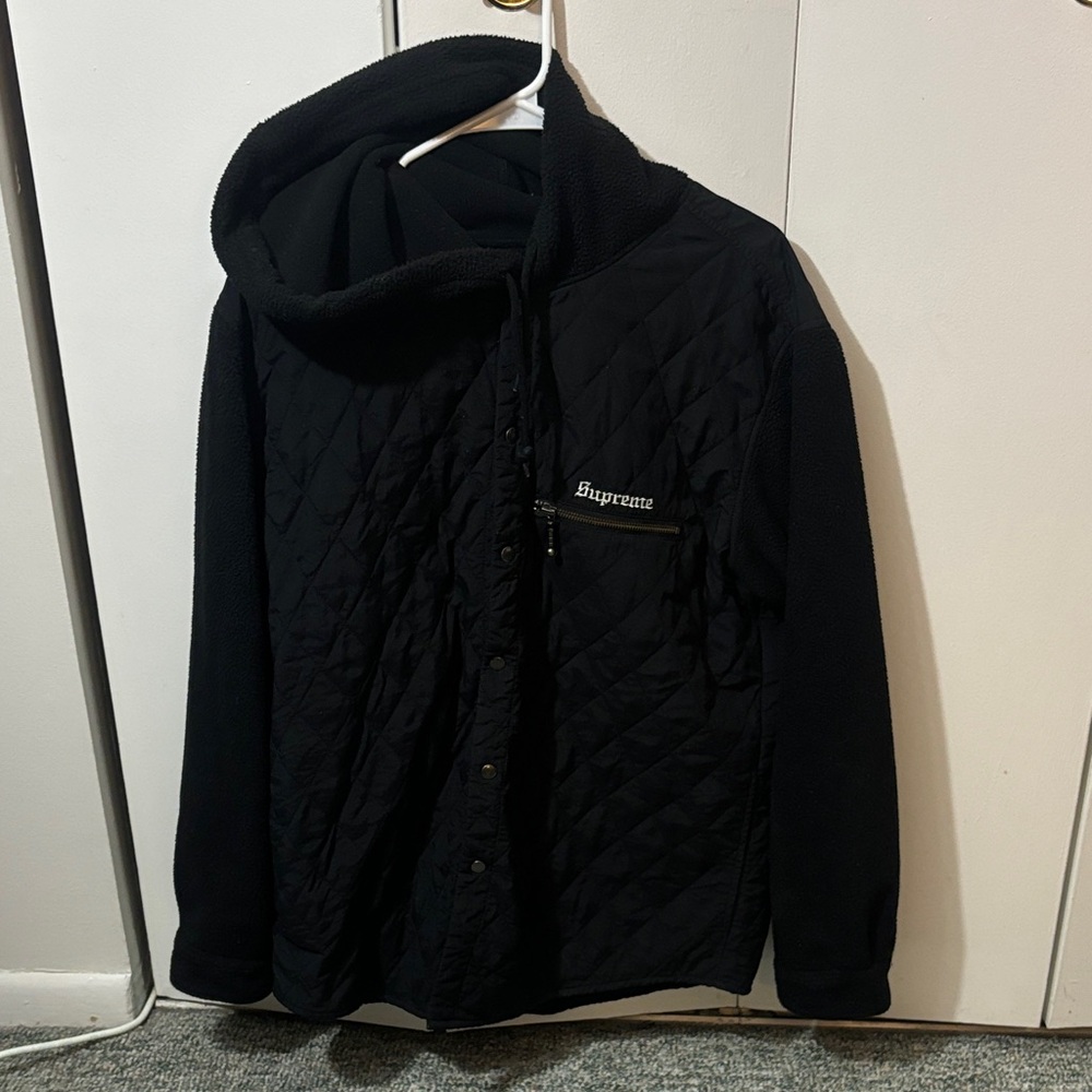 Supreme Black Quilted Hoodie